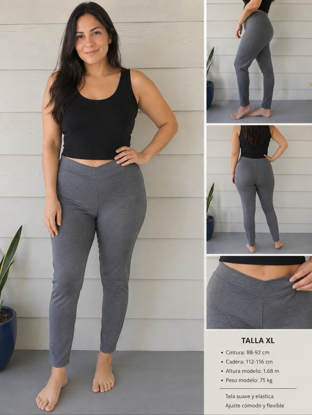 GAP Heather Gray Elastic Waist Essential Leggings Size XL
